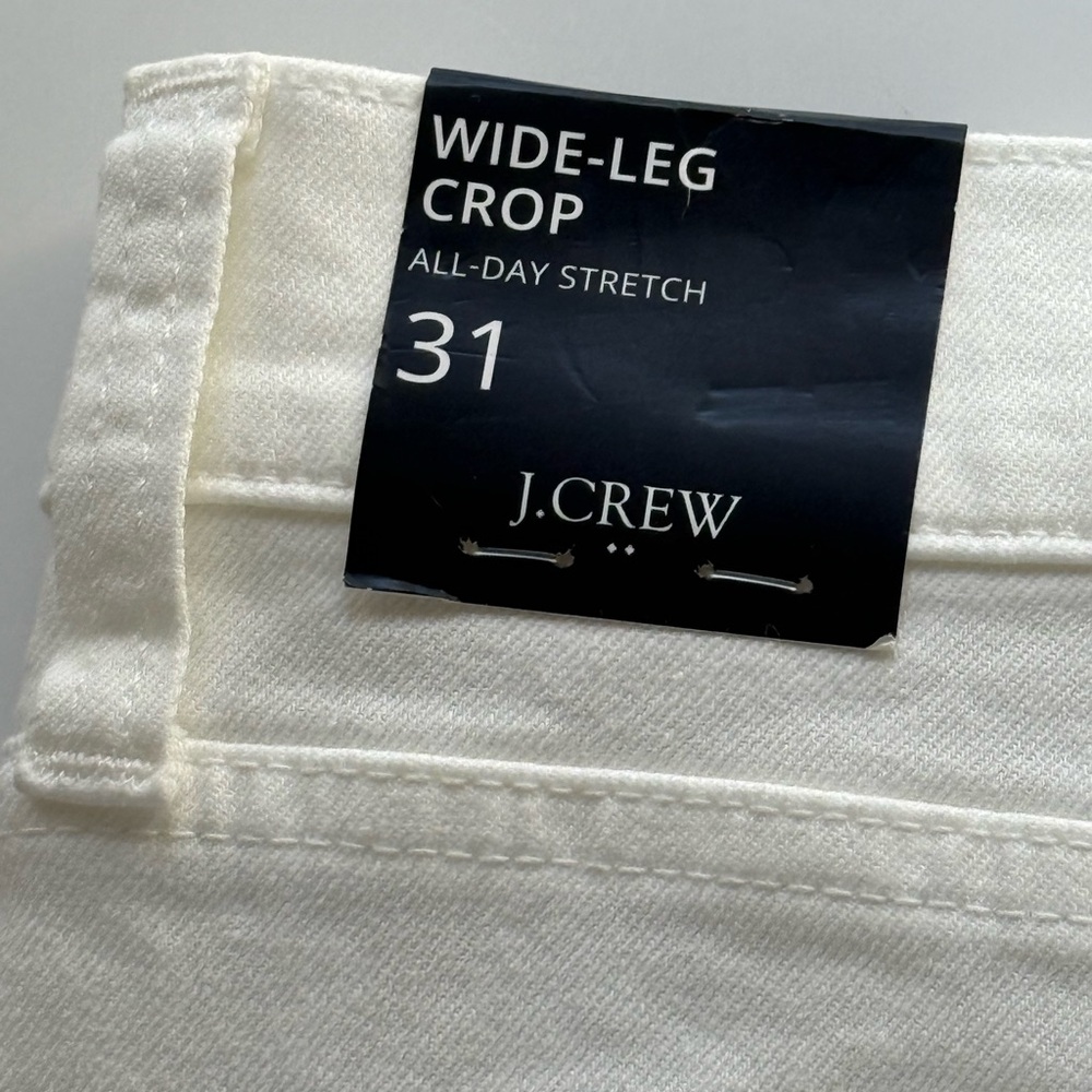 J. Crew White Wide-Leg Cut Hem Crop Jeans 31 NWT - Picture 5 of 7